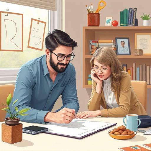 Illustratie van creatieve samenwerking tussen ontwerper en klant.